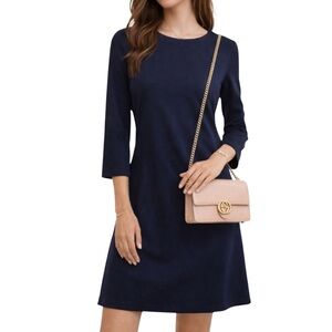 Caslon Navy Cotton Swing Dress with Bow Accent on Back • Size Large